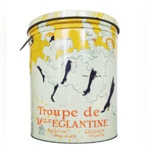 Vintage Troupe De Mlle “Le Can Can” French Toulouse Design Large Container